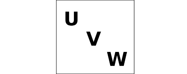 lettres u, v, w en diagonale