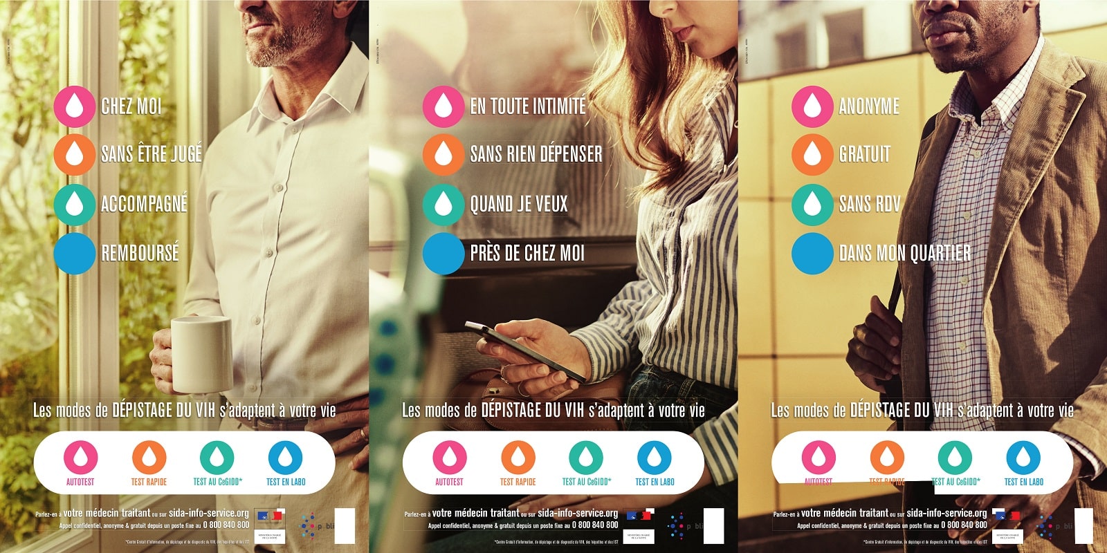 Affiche présentant les différents modes de dépistage du sida existant en 2017